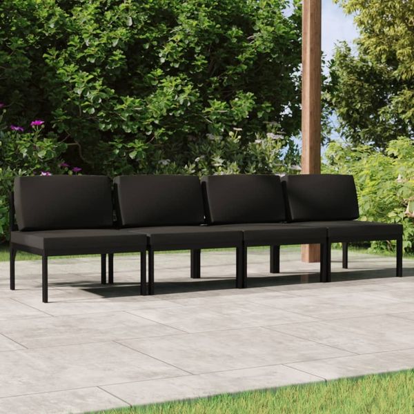 vidaXL Gartensofa 4-Sitzer mit Kissen Aluminium Anthrazit 3107785