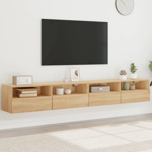 vidaXL TV-Wandschränke 2 Stk. Sonoma-Eiche 100x30x30 cm Holzwerkstoff 836887