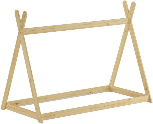 Niedriges Tipi-Kinderbett, Holzbett 90x200 Kiefer natur lackiert, Zubehör wählbar V-60.27-09ohne Zubehör Bild 4