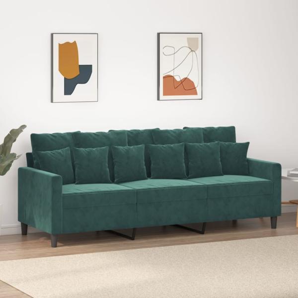 vidaXL 3-Sitzer-Sofa Dunkelgrün 180 cm Samt