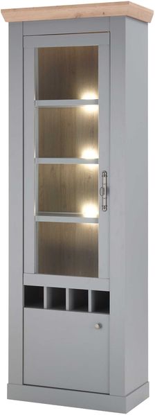 Vitrine Glasvitrine Chambord 71x37x201cm lichtgrau Artisan Eiche