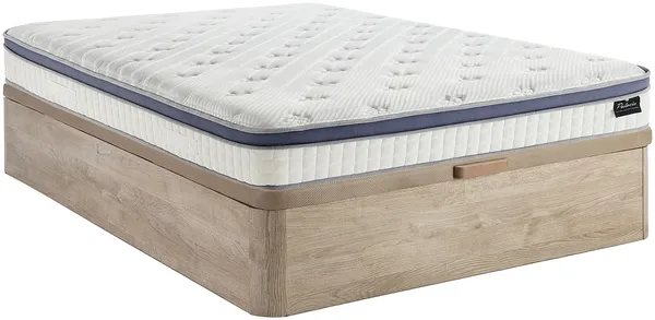 Vente-unique - MALAO Mattress and bed base set StoffHolz, Platte BeigeWeiß - B 160 cm x H 25 cm30 cm x L 200 cm