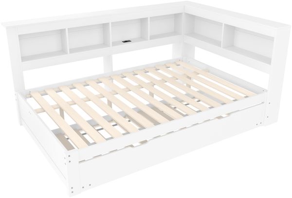 Bett 140x200 cm mit Ausziehbett, Steckdose und 2 USB-Anschlüssen – praktisches Daybett mit Stauraum Bild 9