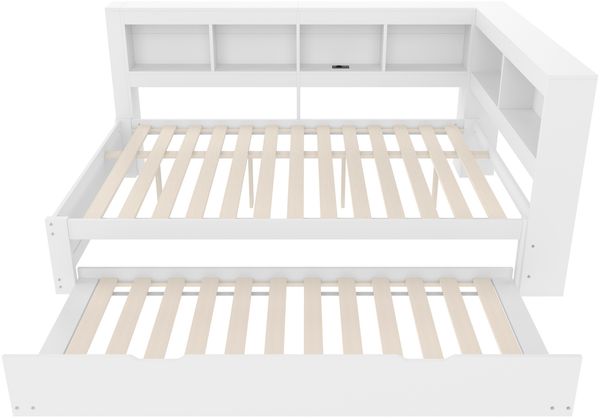 Bett 140x200 cm mit Ausziehbett, Steckdose und 2 USB-Anschlüssen – praktisches Daybett mit Stauraum Bild 7