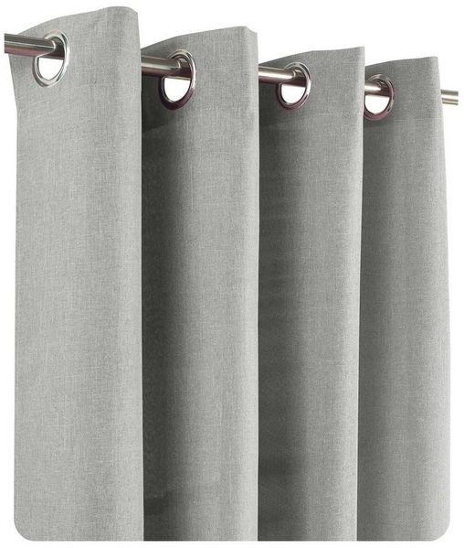Haus und Deko Gardine Vorhang Leinenoptik 140x245 cm Ösen 2er Set blickdicht Struktur uni (2 St), Ösen, blickdicht, Polyester