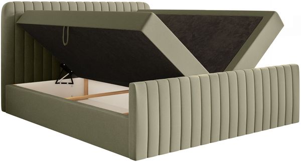 Selsey 'Saliano' Boxspringbett mit Bettkasten, Topper und Chenille-Bezug, Olivgrün, 160x200 cm Bild 4