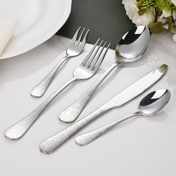 Faizee Home Besteck-Set Faizee Home Edelstahl-Besteckset mit Ornament-Design, mehrfarbig