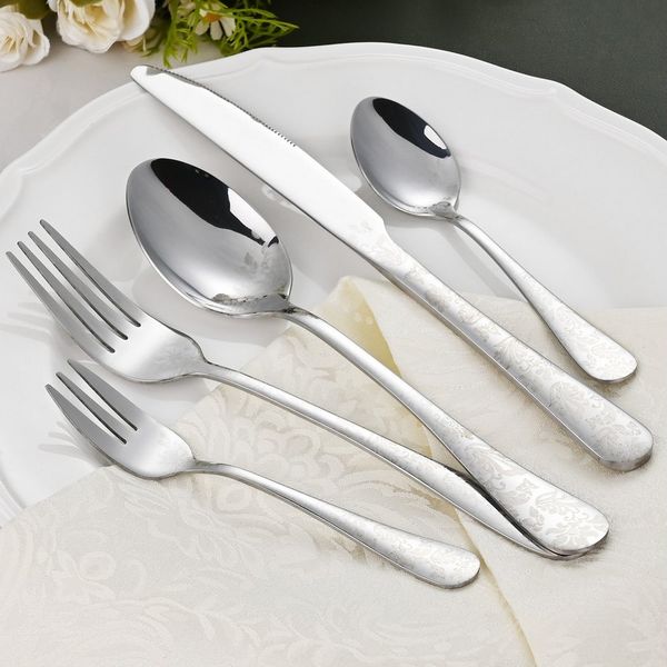 Faizee Home Besteck-Set Faizee Home Edelstahl-Besteckset mit Ornament-Design, mehrfarbig