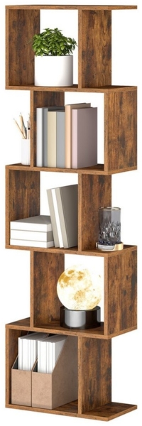 VASAGLE Bücherregal, Regal mit 5 Ebenen, 24 x 40 x 159 cm, Standregal, Büroregal, freistehend, Dekoregal, zur Präsentation, modern, für Wohnzimmer, Schlafzimmer, Büro, vintagebraun