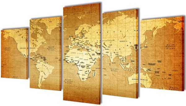 Bilder Dekoration Set Weltkarte 200 x 100 cm 241597