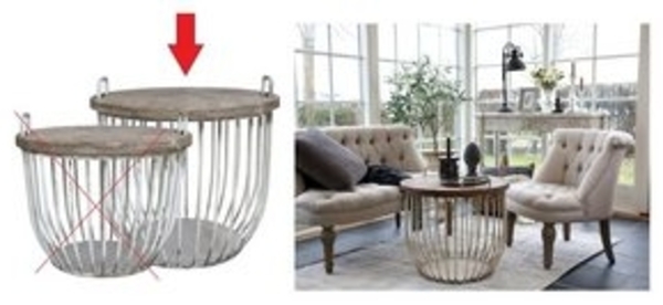 1x Beistelltisch Sofatisch Tisch Weiß mit Holzdeckel Chic Antique 41324-01 Ø57cm Bild 6