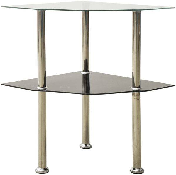 vidaXL Beistelltisch 2 Ablagen Transparent Schwarz 38 x 38 x 50 cm Hartglas [322794]