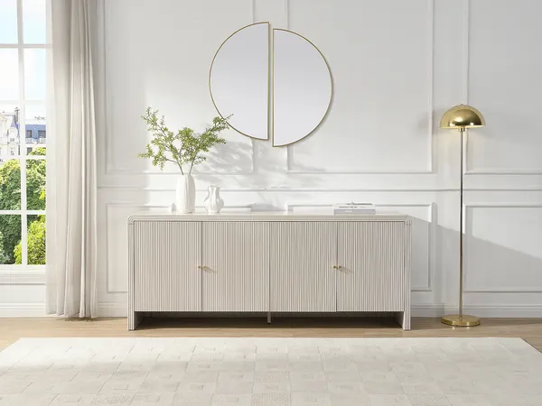 Vente-unique - MIRENALO Sideboard Holz, Platte Beige - B 40 cm x H 75 cm x L 179,6 cm