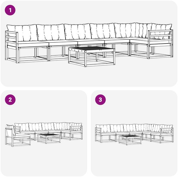 vidaXL Outdoor-Sofagarnitur 7 pcs Weiß und Creme 79 x 79 x 37 cm 3388744 Bild 9