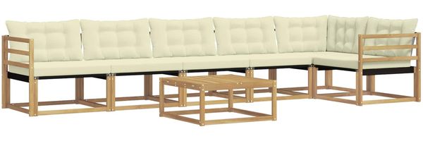 vidaXL Outdoor-Sofagarnitur 7 pcs Weiß und Creme 79 x 79 x 37 cm 3388744 Bild 2