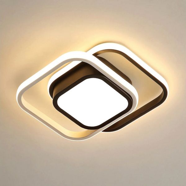 Riserva LED Deckenleuchte Moderne Quadratische LED Deckenleuchte Schwarz Weiß 32W Warmweiß, LED wechselbar