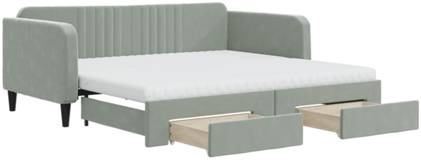 vidaXL Tagesbett Ausziehbar mit Schubladen Hellgrau 90x190 cm Samt 3197148