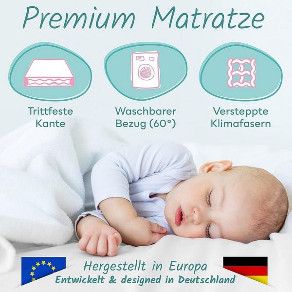 Komfortschaummatratze Babymatratze H2 mit Trittkante, Sun Garden, 10 cm hoch, (Bezug waschbar), 60x120 cm, 70x140 cm H2