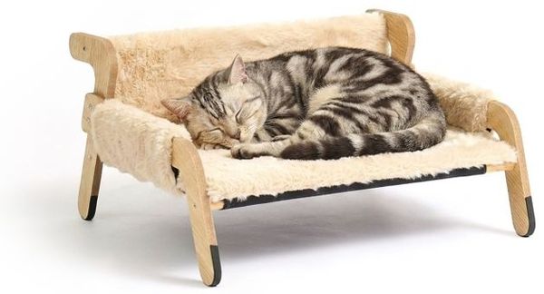 Relaxdays Erhöhtes Katzenbett mit Plüsch