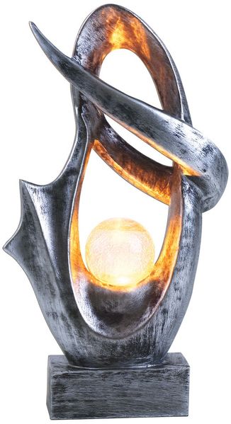 LED Solarleuchte, silber, Glas Crackle Design H 45 cm