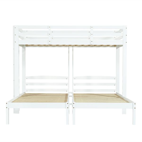 Dreifach-Etagenbett 90×200 cm, mit Rausfallschutz und Seitenleiter, Weiß, ohne Matratze Bild 6