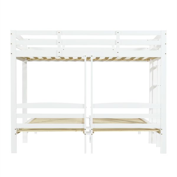 Dreifach-Etagenbett 90×200 cm, mit Rausfallschutz und Seitenleiter, Weiß, ohne Matratze Bild 10