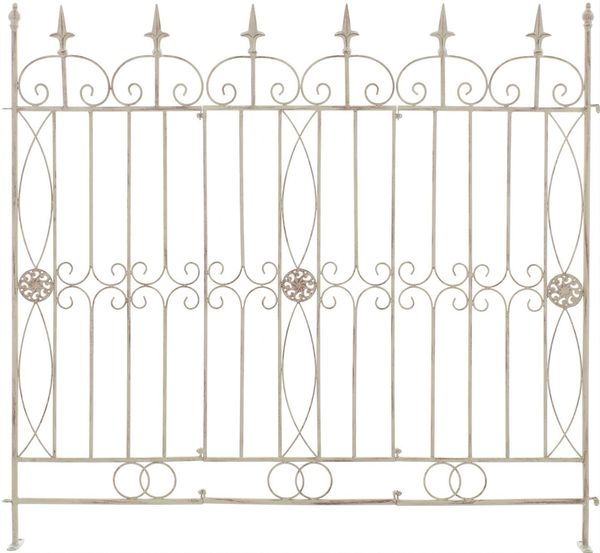 Gartenzaun LINUS Antik - 124x1x116cm, Metall, Antik-Creme | Steckzaun Element Rankzaun Eisen