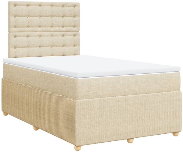 vidaXL Boxspringbett mit Matratze Creme 120x190 cm Stoff 3294314 Bild 3