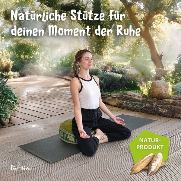 livasia Meditationskissen Zafukissen groß (Deluxe) - 45x15cm, Kapok, vegan, handgefertigt