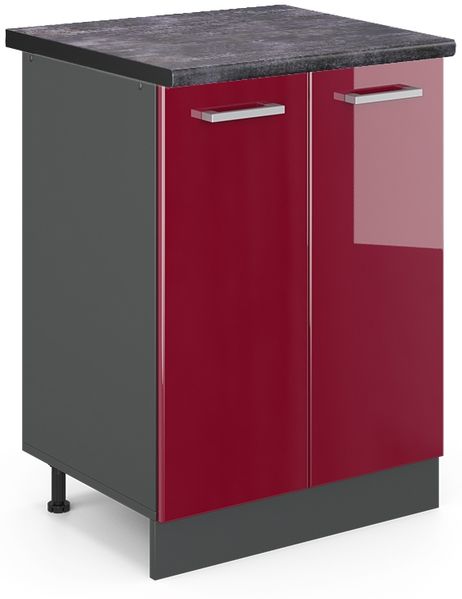 Küchenunterschrank R-Line Rot Hochglanz 60 cm , AP Anthrazit Vicco