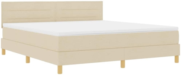 vidaXL LED Boxspringbett mit Matratze mit LED Creme 180x200 cm Stoff 3342385