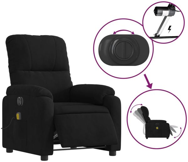 vidaXL Massagesessel Elektrisch Schwarz Mikrofasergewebe 3204925 Bild 6
