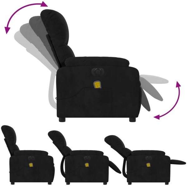 vidaXL Massagesessel Elektrisch Schwarz Mikrofasergewebe 3204925 Bild 7