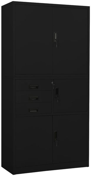 vidaXL Büroschrank Schwarz 90 x 40 x 180 cm Stahl [336415]