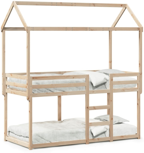 vidaXL Etagenbett mit Dach 80x200 cm Massivholz Kiefer 3282121