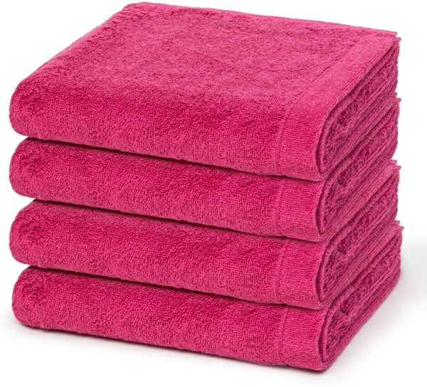 Cawö Lifestyle 4 tlg. Frottier-Set - 4 X Handtuch (50 X 100cm) - 520 g/m2 - Pink