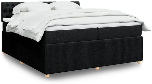 vidaXL Boxspringbett mit Matratze Schwarz 200x200 cm Stoff 3287572