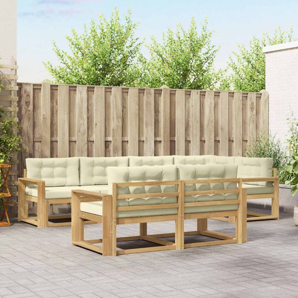 vidaXL Outdoor-Sofagarnitur mit Kissen 6 pcs Weiß und Creme Polyester 3386589