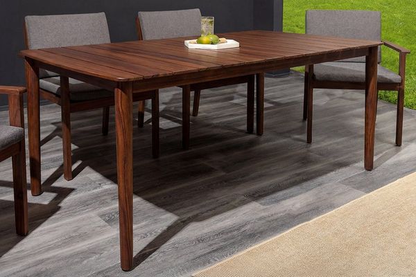 riess-ambiente Gartentisch KOPENHAGEN 160cm braun – Akazie, Massivholz, wetterfest, Bootsform (Einzelartikel, 1-St), massiver Tisch aus Holz in Bootsform – ideal für den Außenbereich