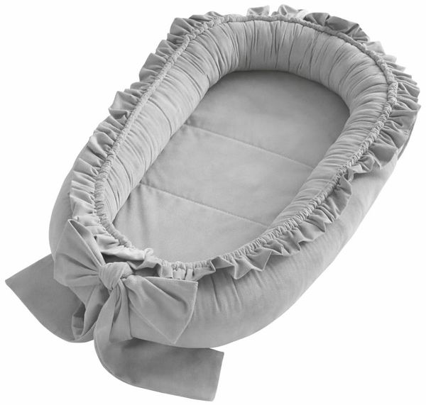 Babynestchen Neugeborene – Babynest Velvet – Nestchen Baby für Babybett & Kinderbett – Babykokon Tragbar – OEKO-TEX zertifiziert – Zubehör Babybett – Grau Velvet