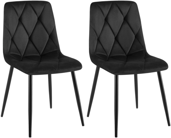 CLP 2er Set Esszimmerstuhl Clairton gepolstert mit Rückenlehne bis 150 kg belastbar,schwarz Samt