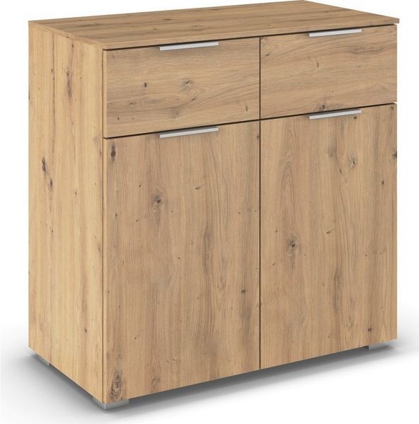 rauch Kombikommode Sideboard Schubladenkommode CORTONA mit Dekor-Front (Breite 80 cm inkl. Soft-Close-Funktion), mit 2 Schubladen und 1 verstellbaren Einlegeboden MADE IN GERMANY