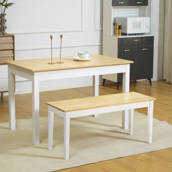 MC Star Sitzbank 2-Sitzer bis 220 kg belastbar aus Kiefernholz in Weiß, Essbank (Wohnzimmerbank 102 x 36 x 45 cm)