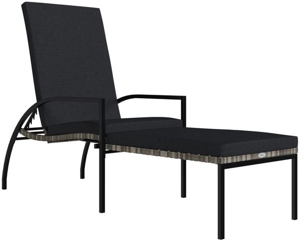 vidaXL Sonnenliege mit Fußhocker PE-Rattan Grau 317630 Bild 2
