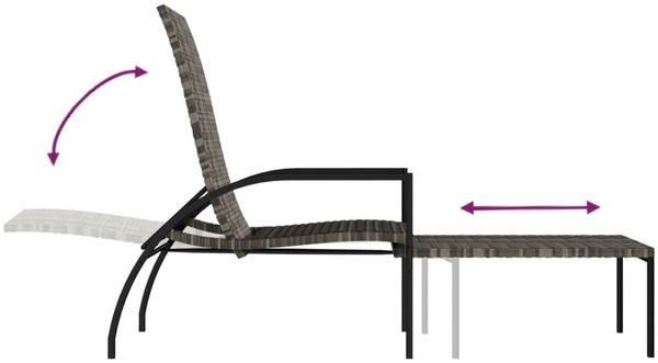 vidaXL Sonnenliege mit Fußhocker PE-Rattan Grau 317630 Bild 8
