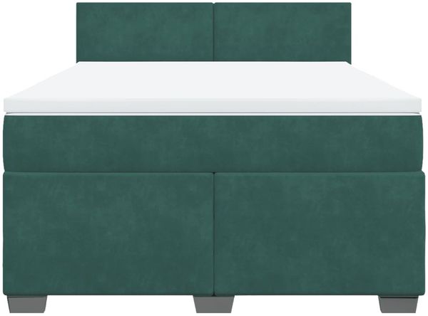 vidaXL Boxspringbett mit Matratze Dunkelgrün 160x200 cm Samt 3286351 Bild 4