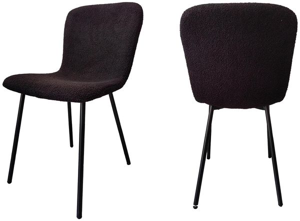 Stuhl Bouclé Optik 4er Set Schwarz mit Metallgetell