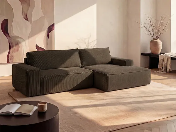 Ecksofa mit Schlaffunktion AMELIA von PASCAL MORABITO - Kord - Braun - Ecke rechts