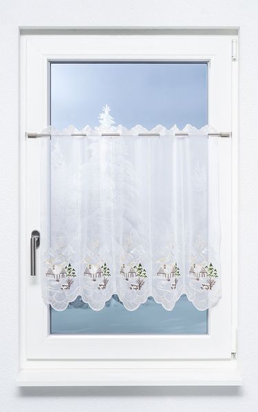 Scheibengardine Plauener Spitze - Haus (Bx H) 48,6cm * 65cm Braun/graubraun