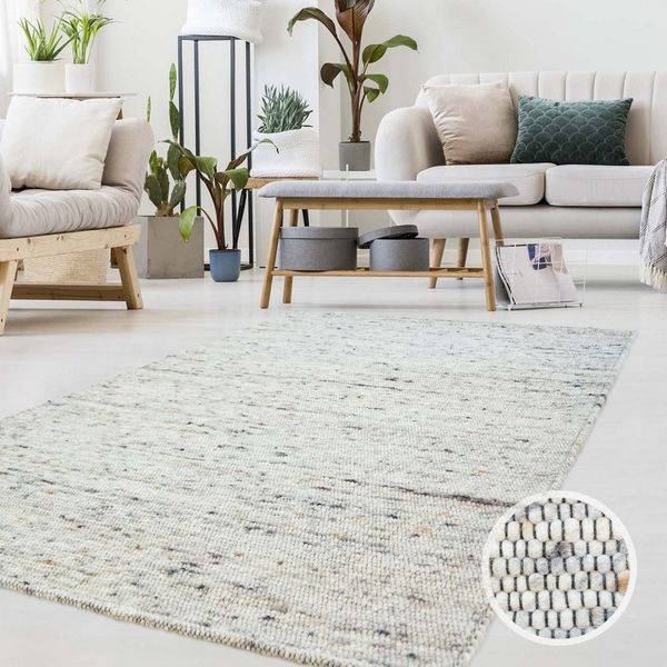TaraCarpet Wollteppich TaraCarpet Handwebteppich Frankeneck, rund, Höhe: 13 mm, Handgewebter Teppich gewalkt Wohnzimmer Schlafzimmer Esszimmer 130x130